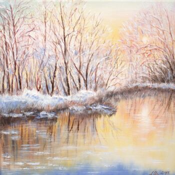 Painting titled "Winter light 2" by Ludmilla Ukrow, Original Artwork, Oil