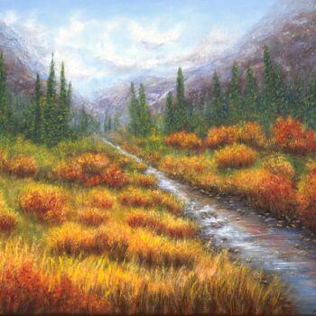 Painting titled "Autumn in the mount…" by Ludmilla Ukrow, Original Artwork, Oil