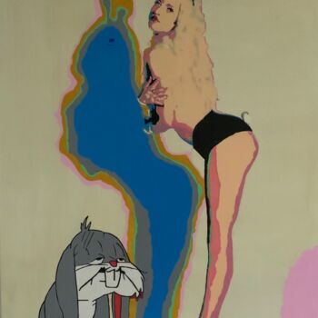 Pittura intitolato "Bunny Love" da Ludo Knaepkens, Opera d'arte originale, Acrilico
