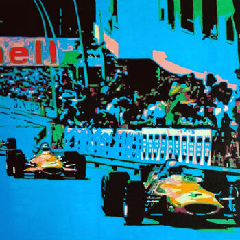 Malerei mit dem Titel "Racing in 1970" von Ludo Knaepkens, Original-Kunstwerk, Acryl
