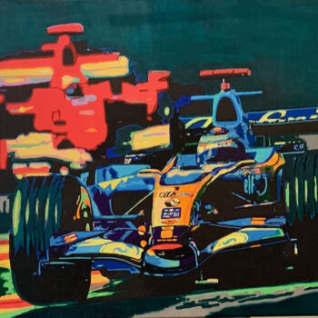 Painting titled "F1 Fernando Alonso" by Ludo Knaepkens, Original Artwork, Acrylic