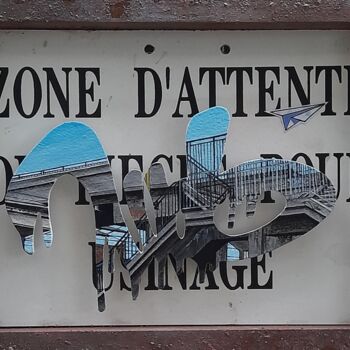 Painting titled ""Zone d'attente"" by Ludo Lassalle, Original Artwork, Acrylic Mounted on Wood Stretcher frame