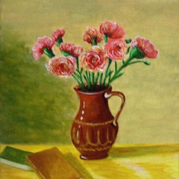 Painting titled "Can With Flowers" by Ludovic Van Begin, Original Artwork