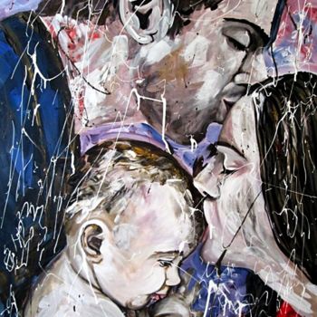 Painting titled "wonder-threesome" by Ludo Sevcik, Original Artwork, Acrylic