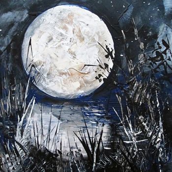 Peinture intitulée "big-moon" par Ludo Sevcik, Œuvre d'art originale, Acrylique