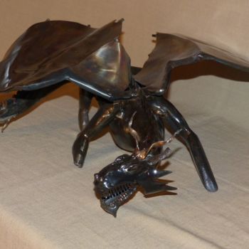 Скульптура под названием "dragon" - Ludovic Anquetil, Подлинное произведение искусства, Металлы
