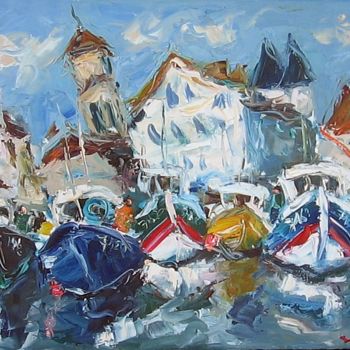 Painting titled "`St jean de Luz`," by Ludovic Labbé, Original Artwork, Oil