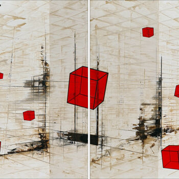 Malarstwo zatytułowany „SPLIT” autorstwa Ludovic Mercher, Oryginalna praca, Akryl Zamontowany na Drewniana rama noszy