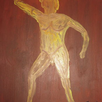Painting titled "athlète" by Ludovic Grumel, Original Artwork, Oil