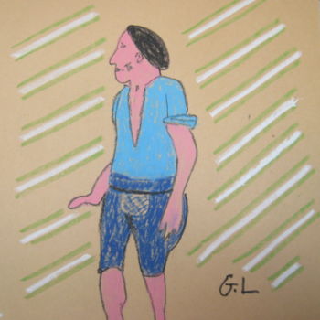 Dessin intitulée "le paysan" par Ludovic Grumel, Œuvre d'art originale, Conté