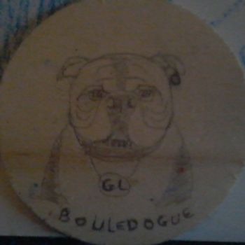 Drawing titled "bouledogue" by Ludovic Grumel, Original Artwork, Pencil