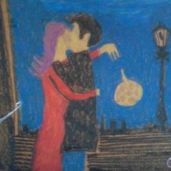 Dessin intitulée "le baiser" par Ludovic Grumel, Œuvre d'art originale, Conté