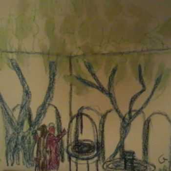 Рисунок под названием "jardin" - Ludovic Grumel, Подлинное произведение искусства, Карандаш