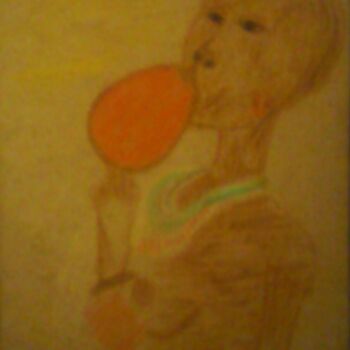Рисунок под названием "négresse à plateau" - Ludovic Grumel, Подлинное произведение искусства, Цветные карандаши