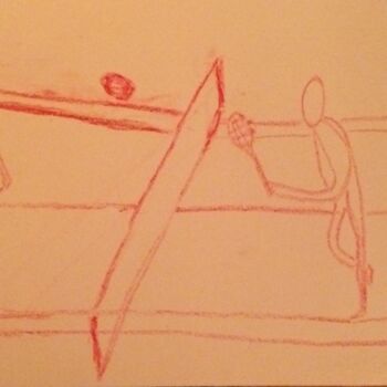 Рисунок под названием "debout sur la table" - Ludovic Grumel, Подлинное произведение искусства, Пастель