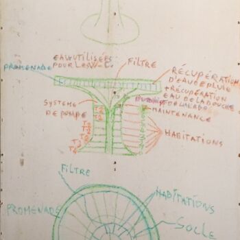 Dibujo titulada "immeuble château d'…" por Ludovic Grumel, Obra de arte original, Pastel