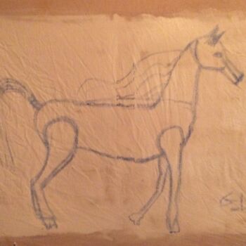 Dessin intitulée "cheval" par Ludovic Grumel, Œuvre d'art originale, Pastel Monté sur Châssis en bois