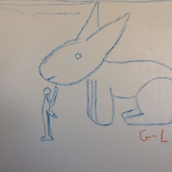 Картина под названием "le lapin" - Ludovic Grumel, Подлинное произведение искусства, Пастель