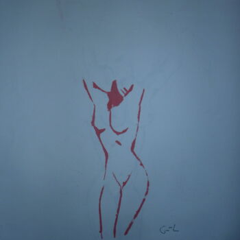 Schilderij getiteld "femme (bombée)" door Ludovic Grumel, Origineel Kunstwerk, Stencil