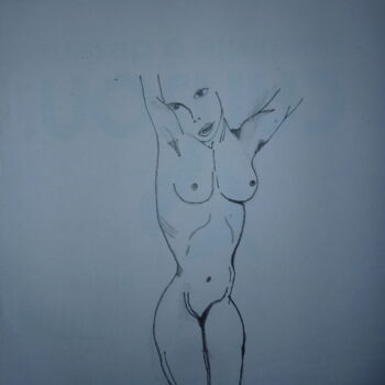 Painting titled "femme (original)" by Ludovic Grumel, Original Artwork, Pencil
