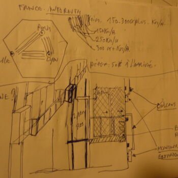 Painting titled "autoroute de vitess…" by Ludovic Grumel, Original Artwork, Pencil