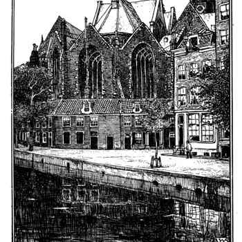 Incisioni, stampe intitolato "Oude Kerk Amsterdam" da Ludwig Willem Reymert Wenkenbach, Opera d'arte originale, Stampa digit…