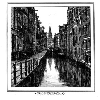 Printmaking titled "Oude Zijds Kolk Ams…" by Ludwig Willem Reymert Wenkenbach, Original Artwork, Digital Print