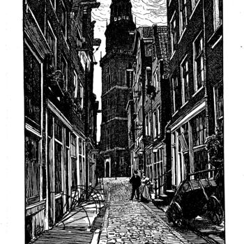 Druckgrafik mit dem Titel "st. Anna Dwarsstraa…" von Ludwig Willem Reymert Wenkenbach, Original-Kunstwerk, Digitaldruck