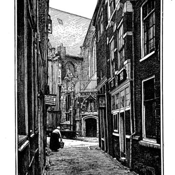 Printmaking titled "Enge Kerksteeg Amst…" by Ludwig Willem Reymert Wenkenbach, Original Artwork, Digital Print