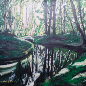 Peinture intitulée "Wald mit Lichtspiel" par Luethi Alias Abdelghafar, Œuvre d'art originale, Huile Monté sur Châssis en bois