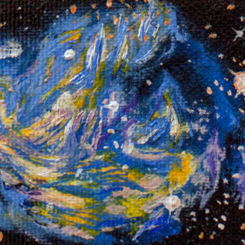 Peinture intitulée "Supernova blau" par Luethi Alias Abdelghafar, Œuvre d'art originale, Huile Monté sur Châssis en bois