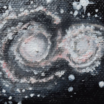 Painting titled "Whirlpool Galaxie" by Luethi Alias Abdelghafar, Original Artwork, Oil Mounted on Wood Stretcher frame