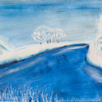 제목이 "Winterlandschaft au…"인 미술작품 Luethi Alias Abdelghafar로, 원작, 기름 나무 들것 프레임에 장착됨