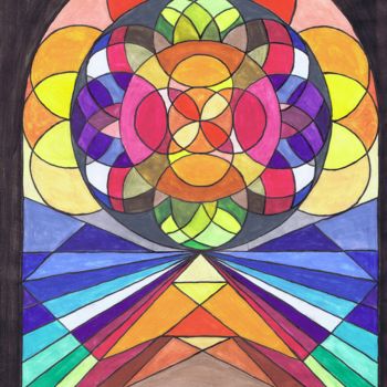 Zeichnungen mit dem Titel "Kirchenfenster 2011" von Luethi Alias Abdelghafar, Original-Kunstwerk, Conté-Buntstifte