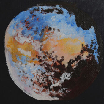 Painting titled "Pluto" by Luethi Alias Abdelghafar, Original Artwork, Oil Mounted on Wood Stretcher frame