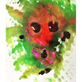 Painting titled "Abstract Face in th…" by Lugufelo, Original Artwork, Watercolor