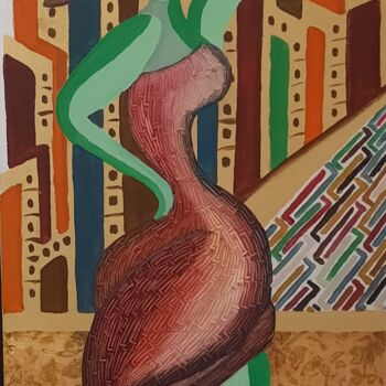 Pintura titulada "La Donna Verde" por Luigi Basile, Obra de arte original, Oleo