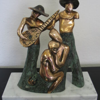 Sculpture intitulée "Artisti di strada" par Luigi Basile, Œuvre d'art originale, Bronze