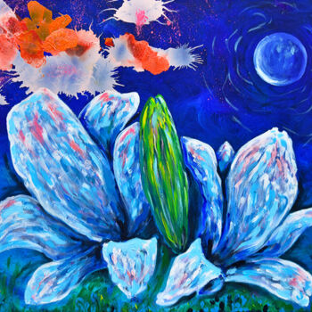 Schilderij getiteld "Lilies and surround…" door Luigi Cataldi, Origineel Kunstwerk, Olie