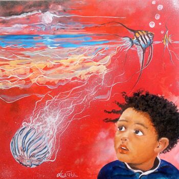 Malerei mit dem Titel "In the eyes of child" von Luigi Cataldi, Original-Kunstwerk, Öl