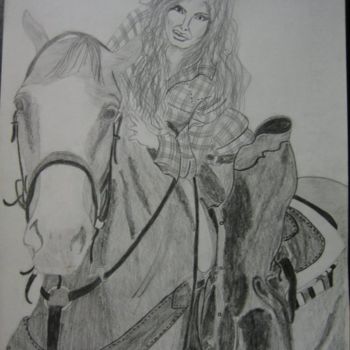 Disegno intitolato "donna-a-cavallo.jpg" da Gino, Opera d'arte originale, Matita