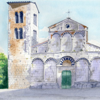 「Pieve San Giovanni…」というタイトルの絵画 Luigi Giammatteiによって, オリジナルのアートワーク, 水彩画