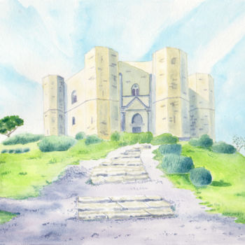 Картина под названием "Castel del Monte.jpg" - Luigi Giammattei, Подлинное произведение искусства, Акварель