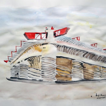 Painting titled "STADIO MEAZZA" by Luigi Brenna, Original Artwork, Watercolor