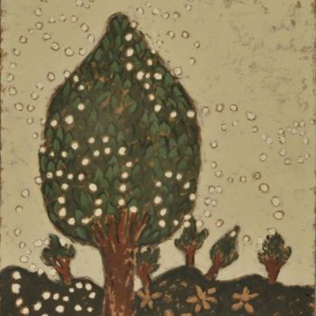 Painting titled "Alberi (Trees)" by Luigi Curcio, Original Artwork, Oil