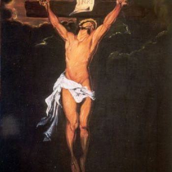 Malerei mit dem Titel "Cristo -Van Dick" von Legno Luigi, Original-Kunstwerk