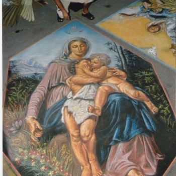 Pintura intitulada "La Sacra Famiglia-B…" por Legno Luigi, Obras de arte originais