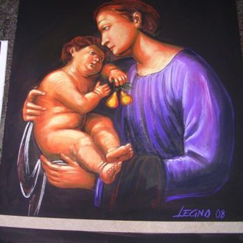 Картина под названием "Maternità" - Legno Luigi, Подлинное произведение искусства