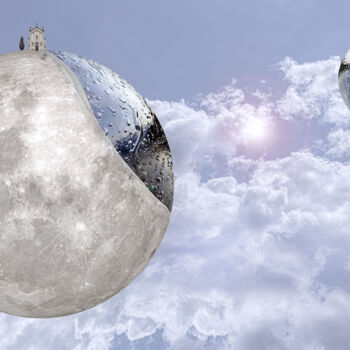 Цифровое искусство под названием "The moon and the cy…" - Luigi M. Verde, Подлинное произведение искусства, Манипулированная…