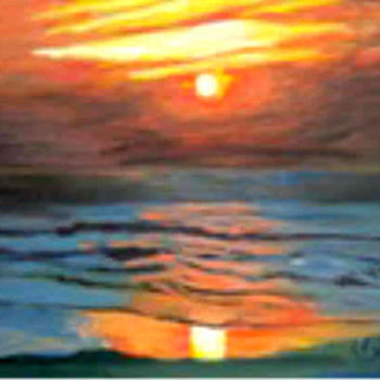 Peinture intitulée "coucher de soleil" par Luigina, Œuvre d'art originale, Huile